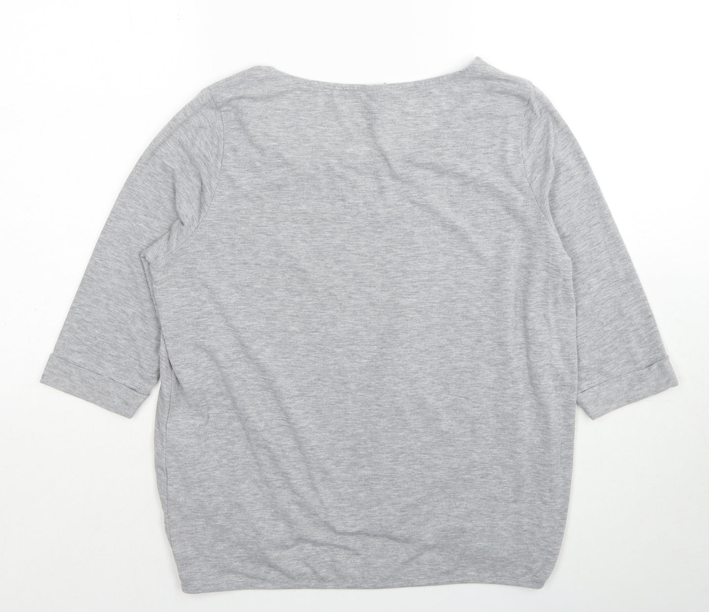 VERO MODA Womens Grey Polyester Basic T-Shirt Size S Scoop Neck