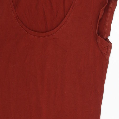 H&M Womens Brown Cotton Bodycon Size S Scoop Neck Pullover