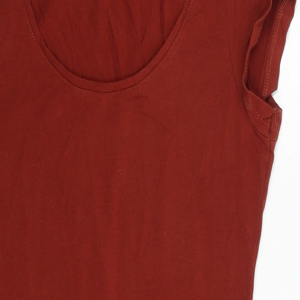 H&M Womens Brown Cotton Bodycon Size S Scoop Neck Pullover