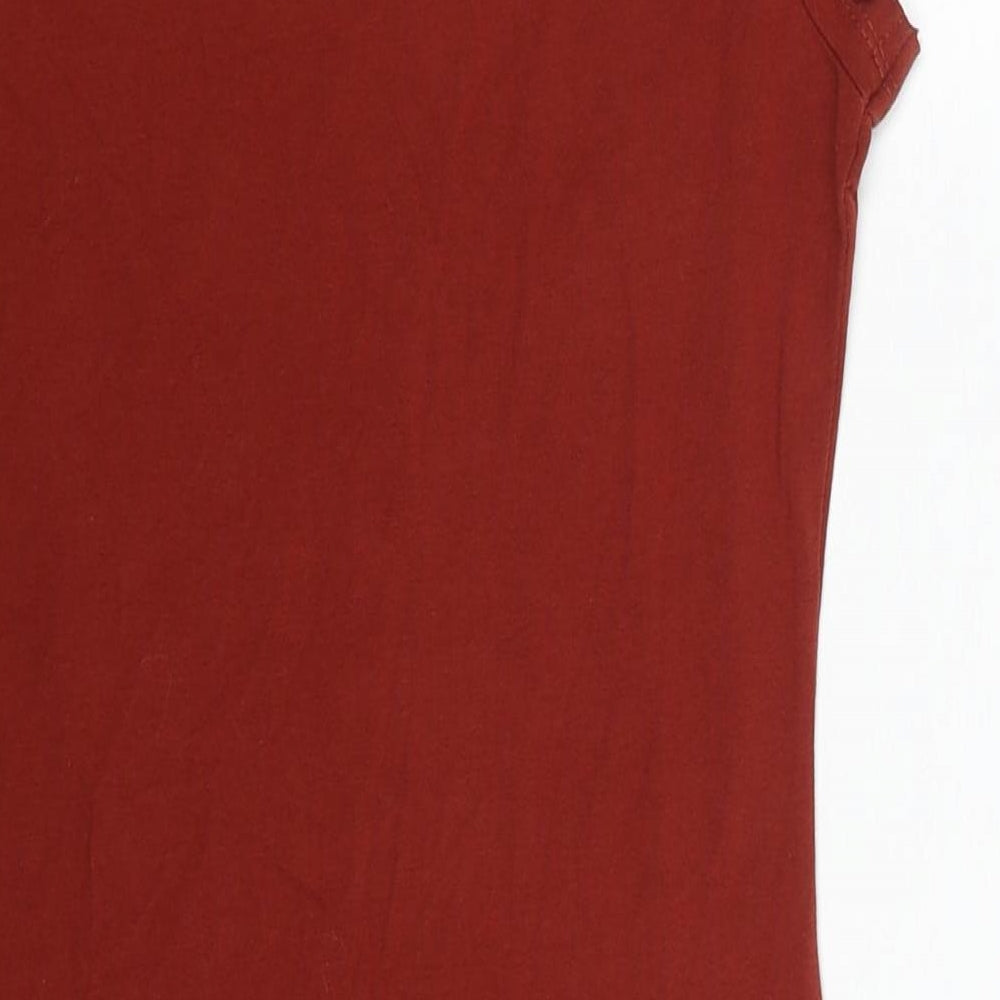 H&M Womens Brown Cotton Bodycon Size S Scoop Neck Pullover