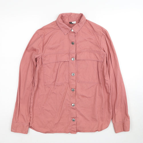 H&M Womens Pink Cotton Basic Blouse Size XS Collared