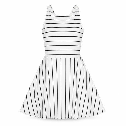 FACTORIE Womens White Striped Cotton Skater Dress Size XS Round Neck Pullover