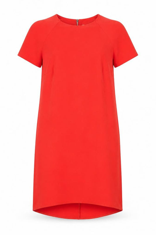 Front view of Papaya women’s red polyester a-line, size UK 8, round neck zip