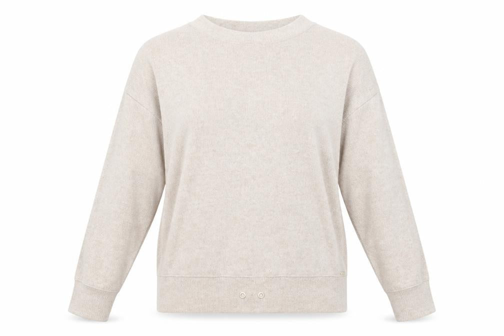 Front view of George women’s beige round neck polyester jumper, size UK 12