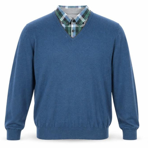 Marks and Spencer Mens Blue Collared Cotton Pullover Jumper Size M Long Sleeve - Shirt Insert