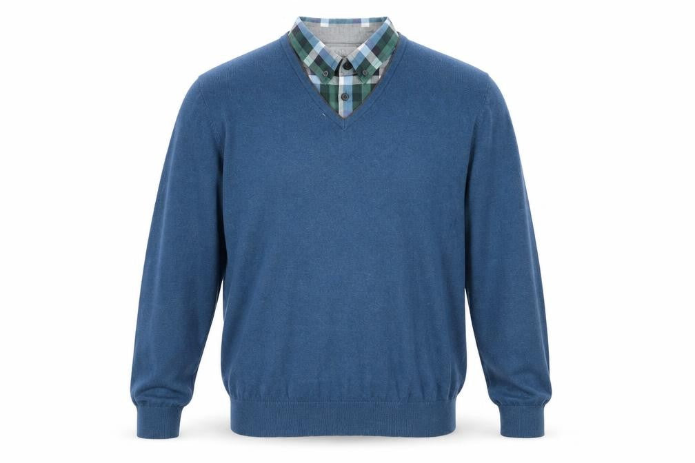 Marks and Spencer Mens Blue Collared Cotton Pullover Jumper Size M Long Sleeve - Shirt Insert