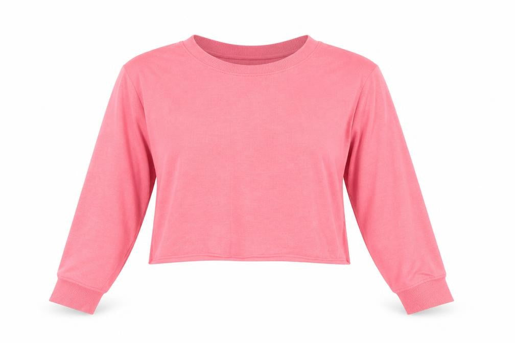 Front view of Jane Norman women’s pink cotton pullover sweatshirt, size L, pullover