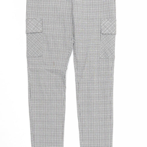 Cherry Koko Womens Grey Plaid Cotton Carrot Leggings Size S Regular - Cargo Pockets