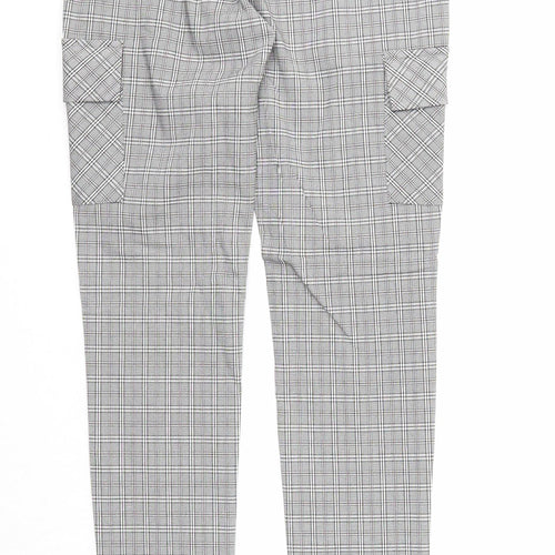 Cherry Koko Womens Grey Plaid Cotton Carrot Leggings Size S Regular - Cargo Pockets