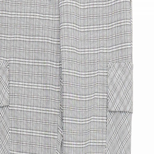 Cherry Koko Womens Grey Plaid Cotton Carrot Leggings Size S Regular - Cargo Pockets