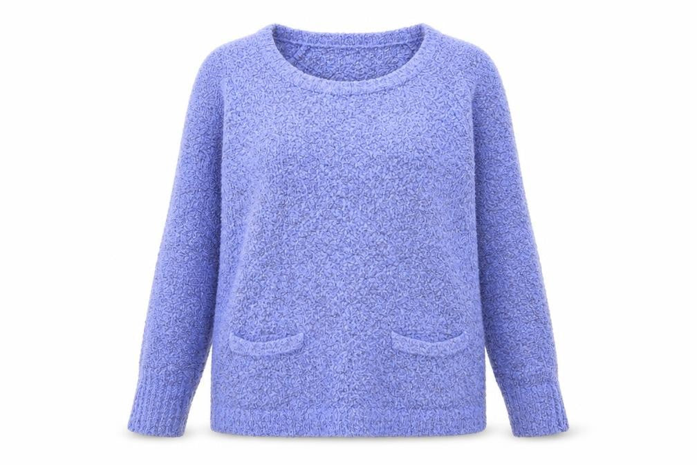 M&Co Womens Purple Round Neck Acrylic Pullover Jumper Size S