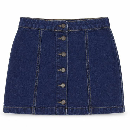 New Look Womens Blue Cotton A-Line Skirt Size 6 Button