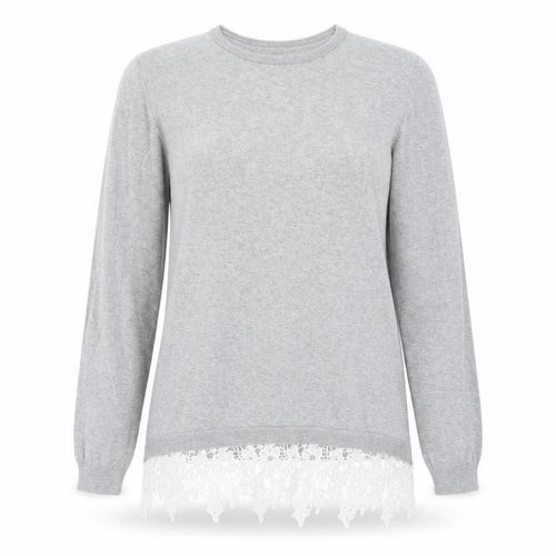 Dorothy Perkins Womens Grey Round Neck Cotton Pullover Jumper Size 14