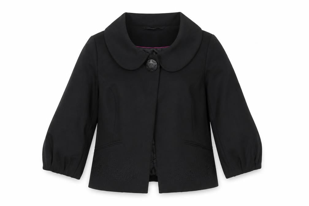 Front view of Marks & Spencer women’s black jacket blazer, size UK 10, button