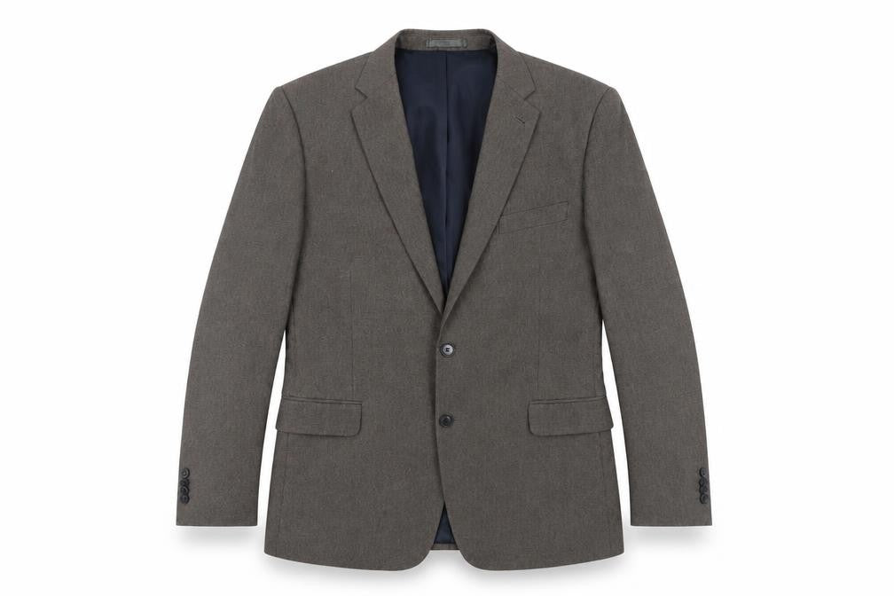 Front view of Taylor & Wright men’s brown polyester jacket suit jacket, size 42, regular