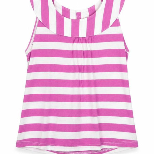 Love Me Girls Pink Striped 100% Cotton Basic Tank Size 3-4 Years Round Neck Button