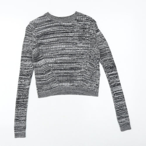 Topshop Womens Grey Round Neck Acrylic Pullover Jumper Size 6 Pullover - Ribbed