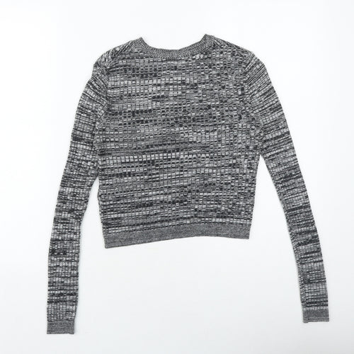 Topshop Womens Grey Round Neck Acrylic Pullover Jumper Size 6 Pullover - Ribbed