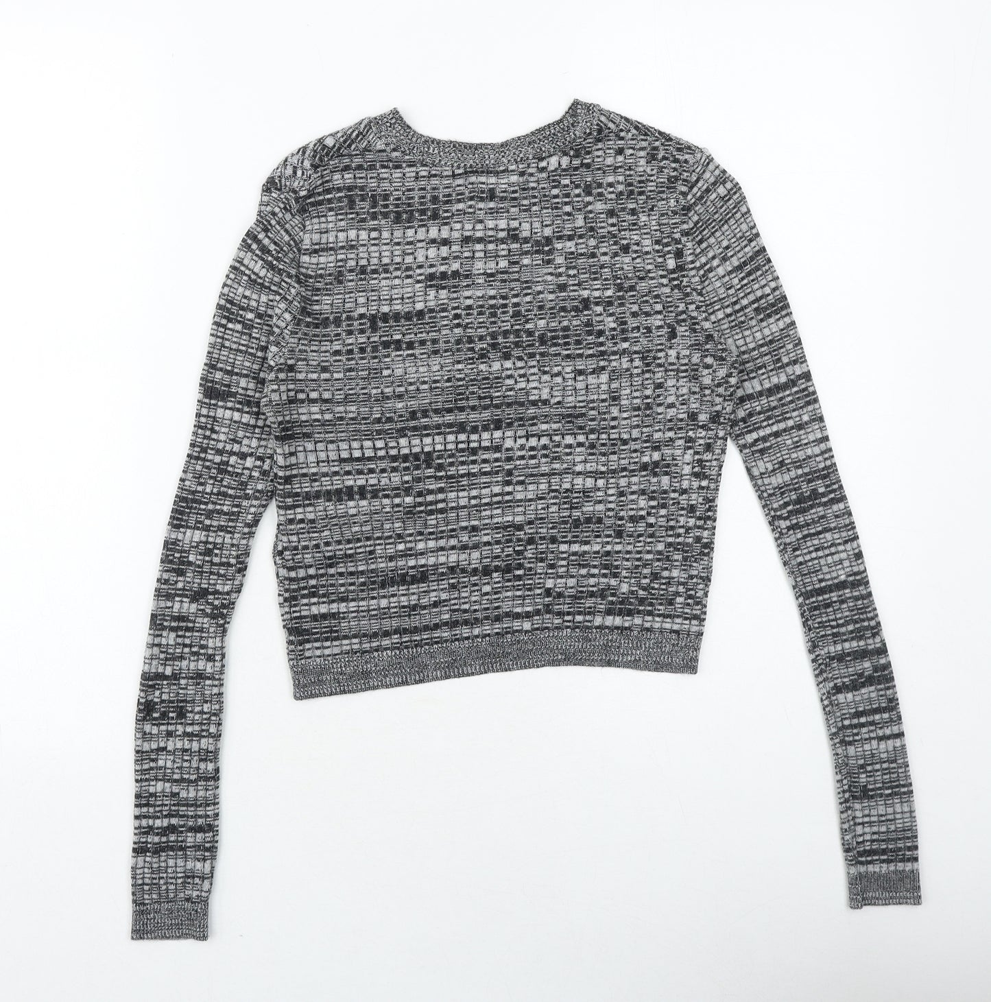 Topshop Womens Grey Round Neck Acrylic Pullover Jumper Size 6 Pullover - Ribbed