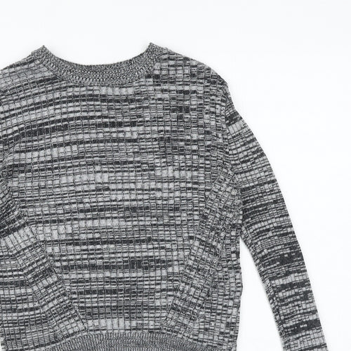 Topshop Womens Grey Round Neck Acrylic Pullover Jumper Size 6 Pullover - Ribbed