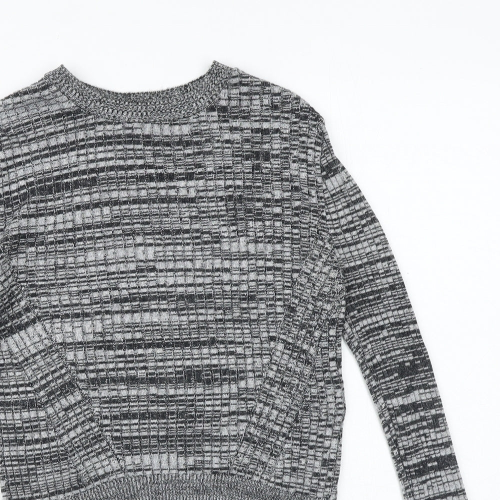Topshop Womens Grey Round Neck Acrylic Pullover Jumper Size 6 Pullover - Ribbed