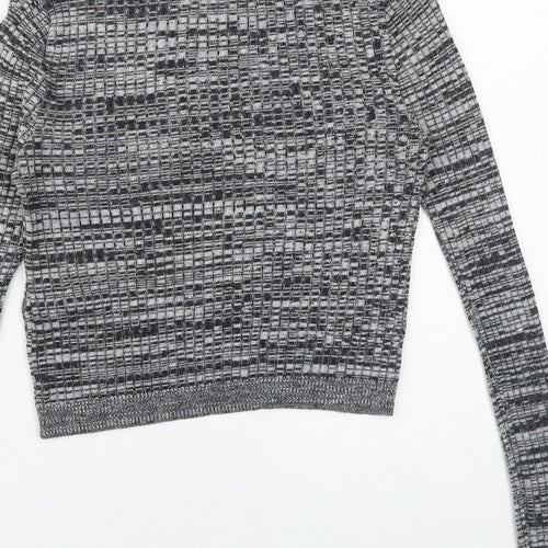 Topshop Womens Grey Round Neck Acrylic Pullover Jumper Size 6 Pullover - Ribbed