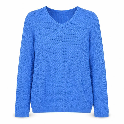 EWM Womens Blue V-Neck Acrylic Pullover Jumper Size 10 - Size 10-12