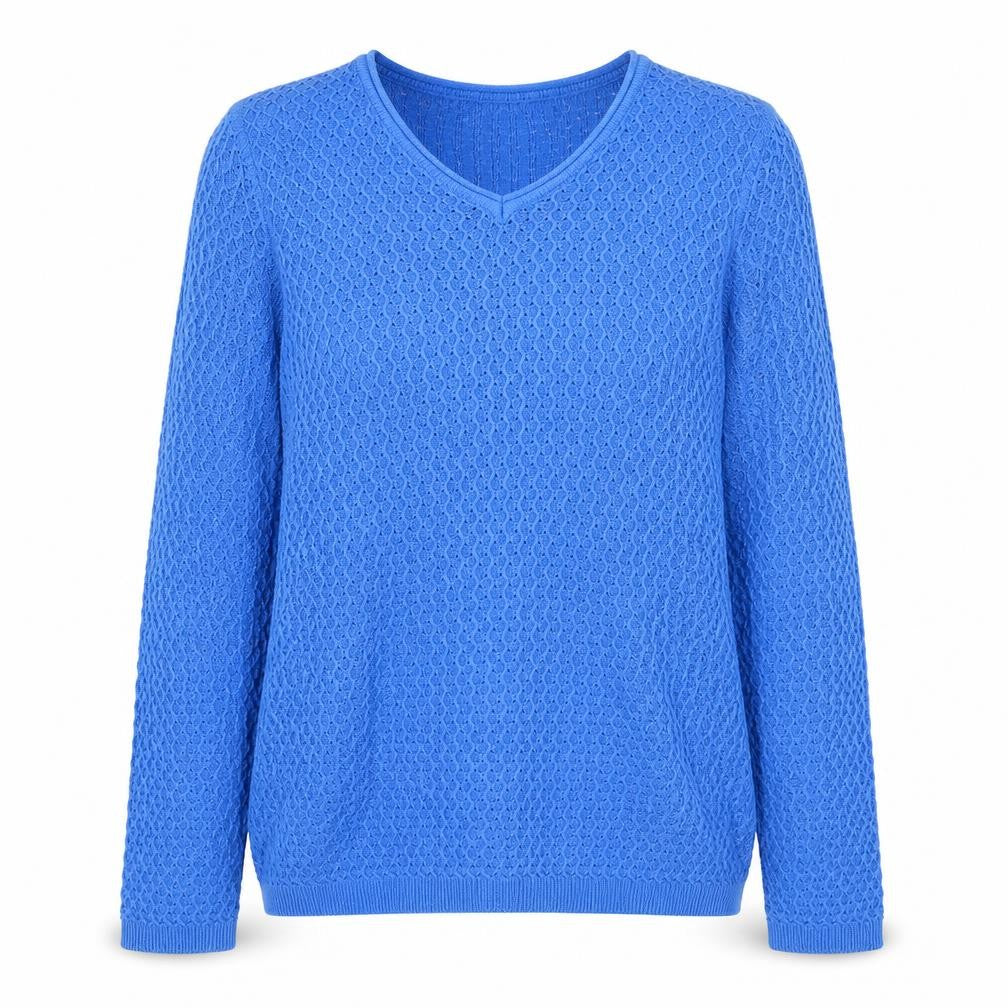 EWM Womens Blue V-Neck Acrylic Pullover Jumper Size 10 - Size 10-12