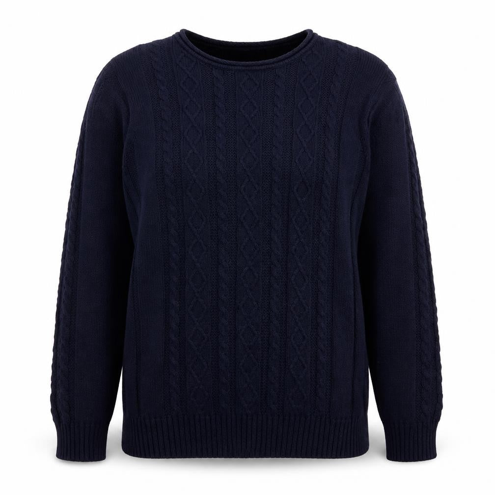 Front view of Jumper women’s blue round neck cotton jumper, size S