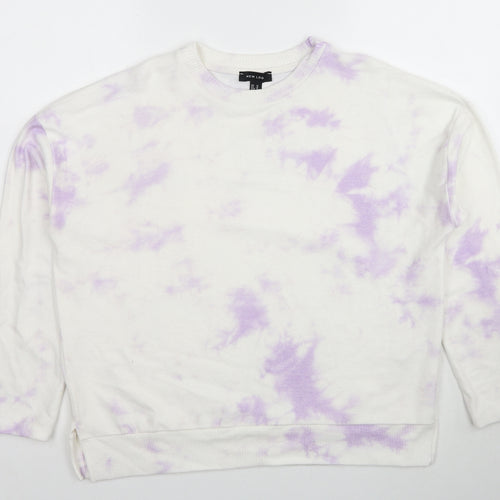 New Look Womens White Viscose Pullover Sweatshirt Size M - Tie Dye