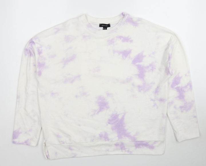 New Look Womens White Viscose Pullover Sweatshirt Size M - Tie Dye