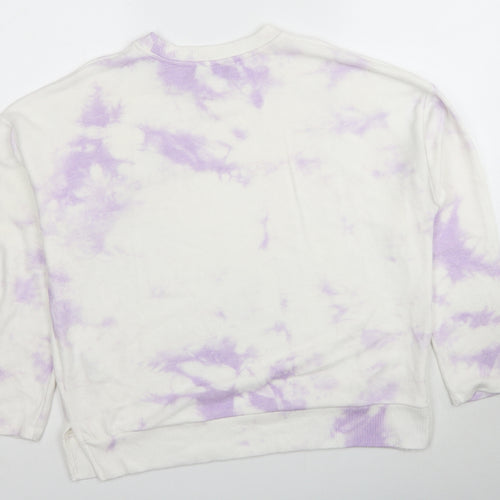 New Look Womens White Viscose Pullover Sweatshirt Size M - Tie Dye