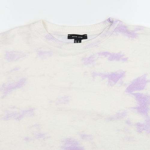 New Look Womens White Viscose Pullover Sweatshirt Size M - Tie Dye