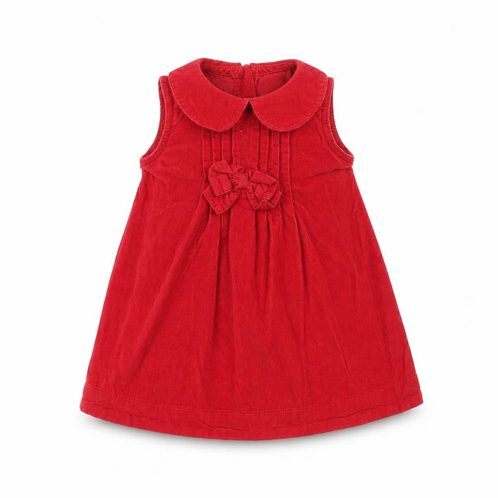 NEXT Girls Red Cotton A-Line Size 3-6 Months Round Neck Button