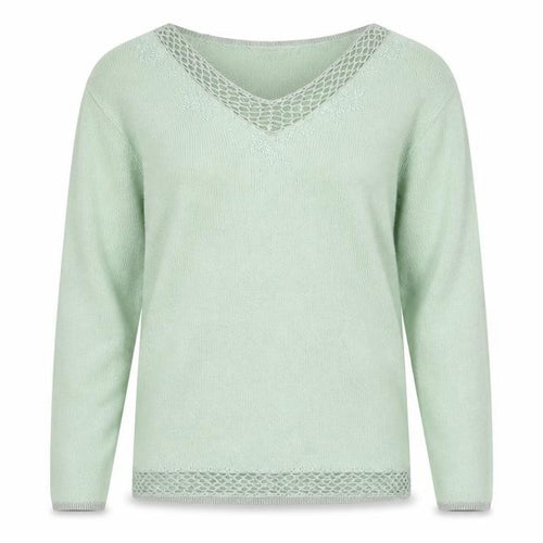 Elizabeth Scott Mens Green V-Neck Acrylic Pullover Jumper Size M Long Sleeve