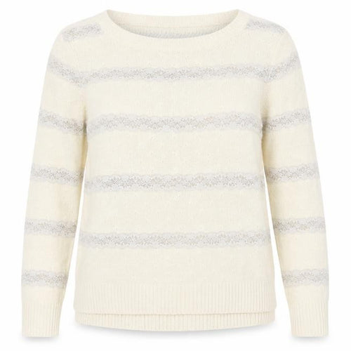 Topshop Womens Ivory Round Neck Striped Acrylic Pullover Jumper Size 6