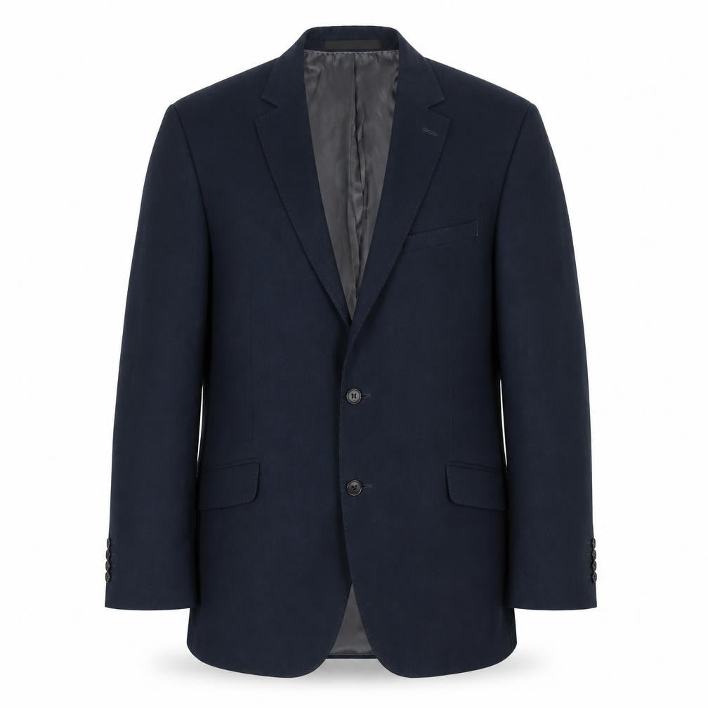 Front view of Marks & Spencer men’s blue polyester jacket suit jacket, size 42, regular