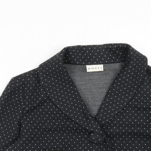 Minuet Womens Black Acrylic Jacket Blazer Size 14 Button
