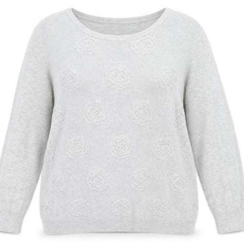 Dorothy Perkins Womens Grey Round Neck Floral Viscose Pullover Jumper Size 16