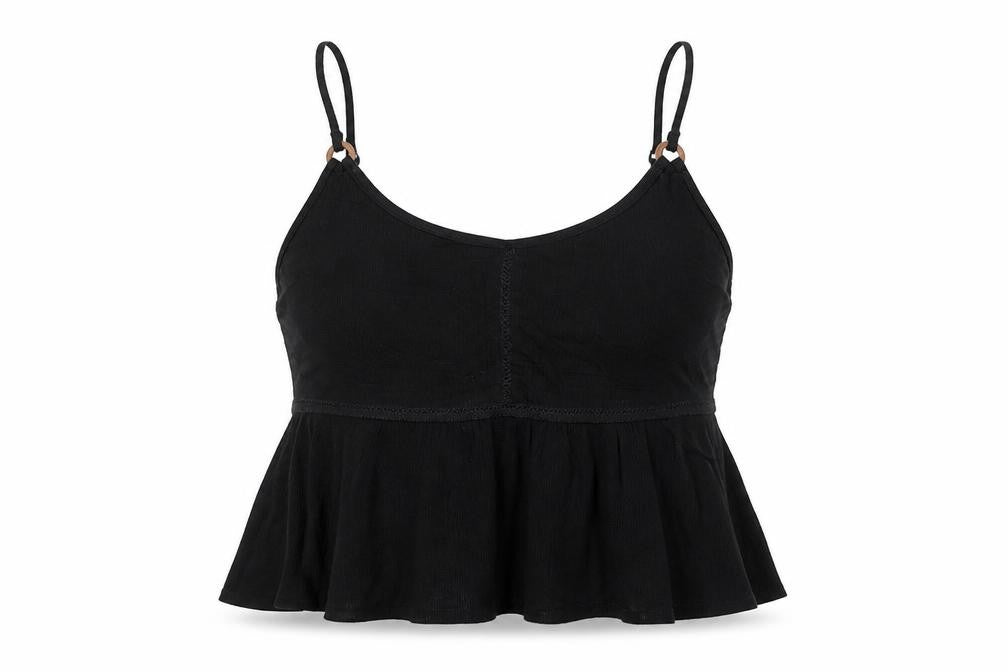 ASOS Womens Black Viscose Cropped Tank Size 12 Round Neck