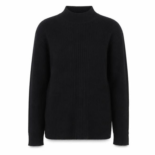 At El Womens Black High Neck Acrylic Pullover Jumper Size L