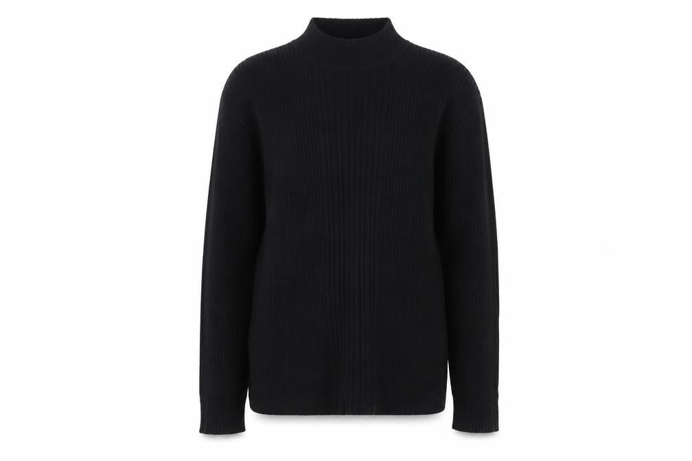At El Womens Black High Neck Acrylic Pullover Jumper Size L
