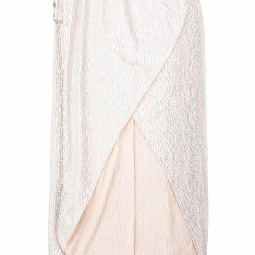 River Island Womens Pink Herringbone Polyester A-Line Skirt Size 8 - Chain Belt Included