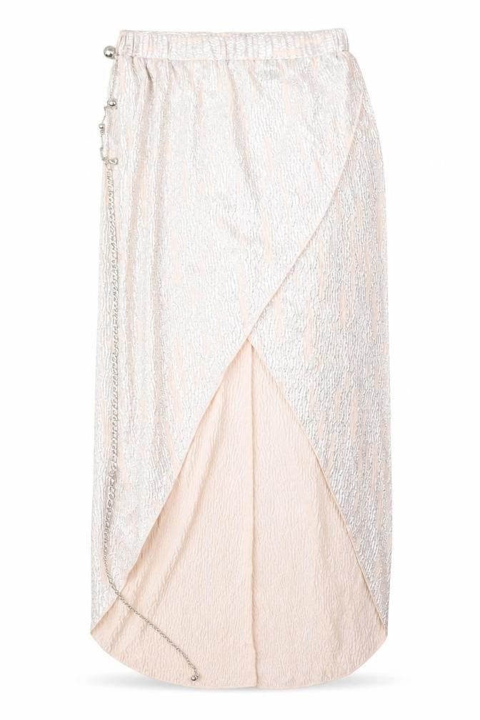 River Island Womens Pink Herringbone Polyester A-Line Skirt Size 8 - Chain Belt Included