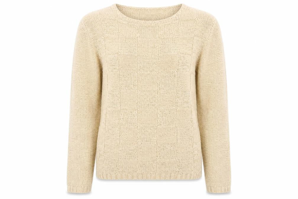City Trends Womens Beige Round Neck Acrylic Pullover Jumper Size M