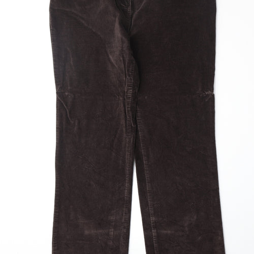 Marks and Spencer Womens Brown Cotton Trousers Size M Regular Zip