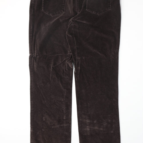 Marks and Spencer Womens Brown Cotton Trousers Size M Regular Zip