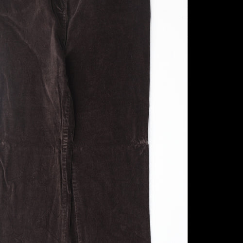 Marks and Spencer Womens Brown Cotton Trousers Size M Regular Zip
