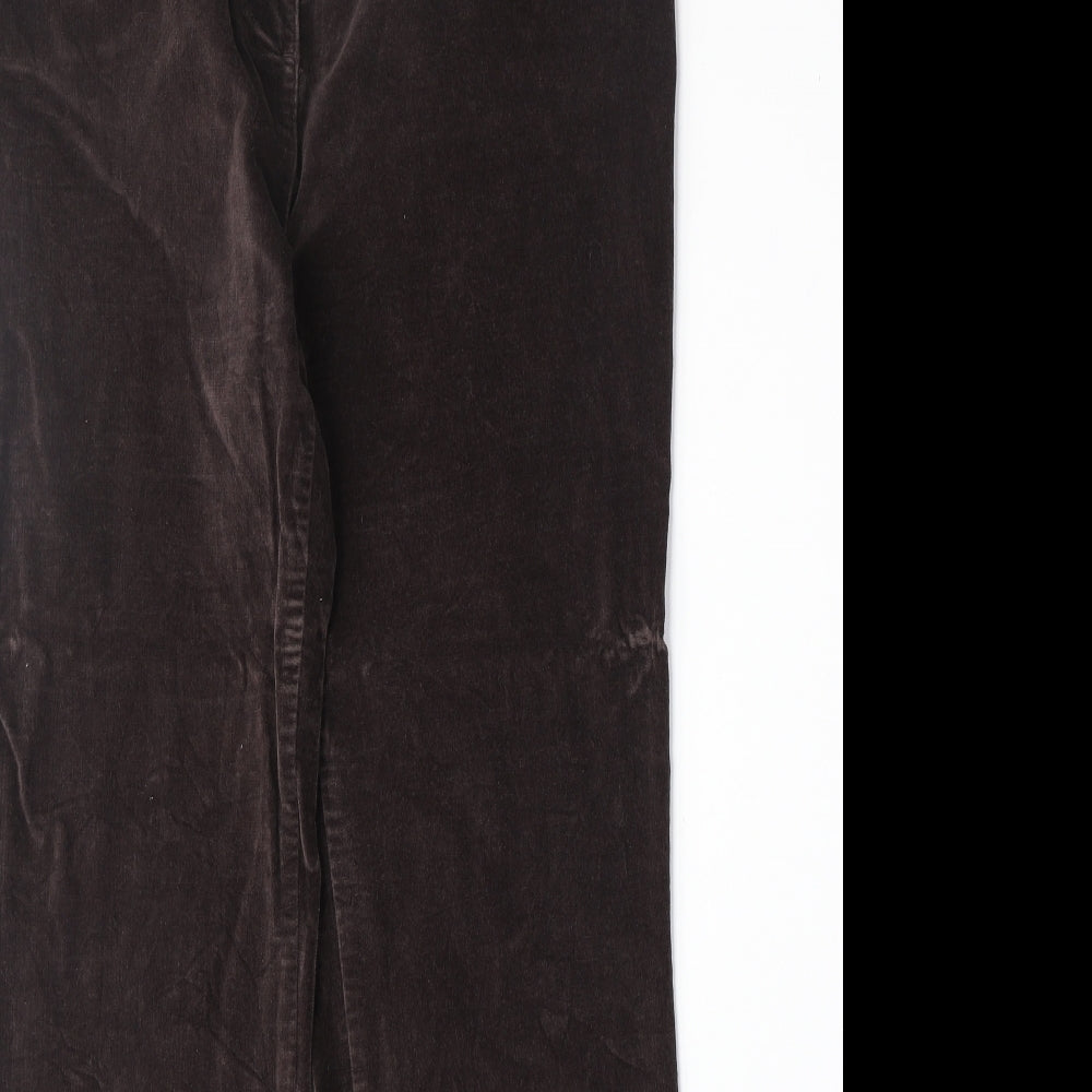 Marks and Spencer Womens Brown Cotton Trousers Size M Regular Zip