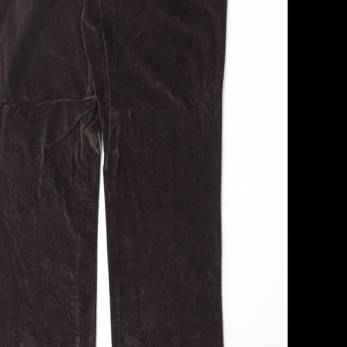 Marks and Spencer Womens Brown Cotton Trousers Size M Regular Zip